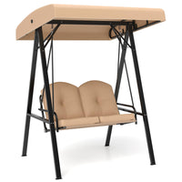 Tangkula 2 Person Porch Swing, Patio Swing with Adjustable Canopy