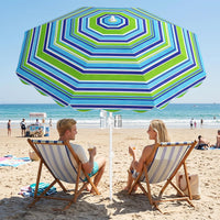 Tangkula 6.5 FT Scalloped Beach Umbrella with Cup Holders | UPF 50+