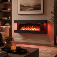 Tangkula 18"/26"/36"/46" 3-Sided WiFi Electric Fireplace with 32"/40"/50"/60" Floating Mantel