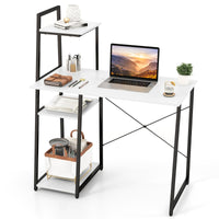 Tangkula Computer Desk with Shelves, Space Saving Home Office Desk with 3-Tier Ladder Shaped Storage Bookshelf