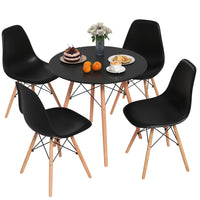 Tangkula Round Dining Table Set for 4, Kitchen Table Set with Seat & Solid Wood Legs