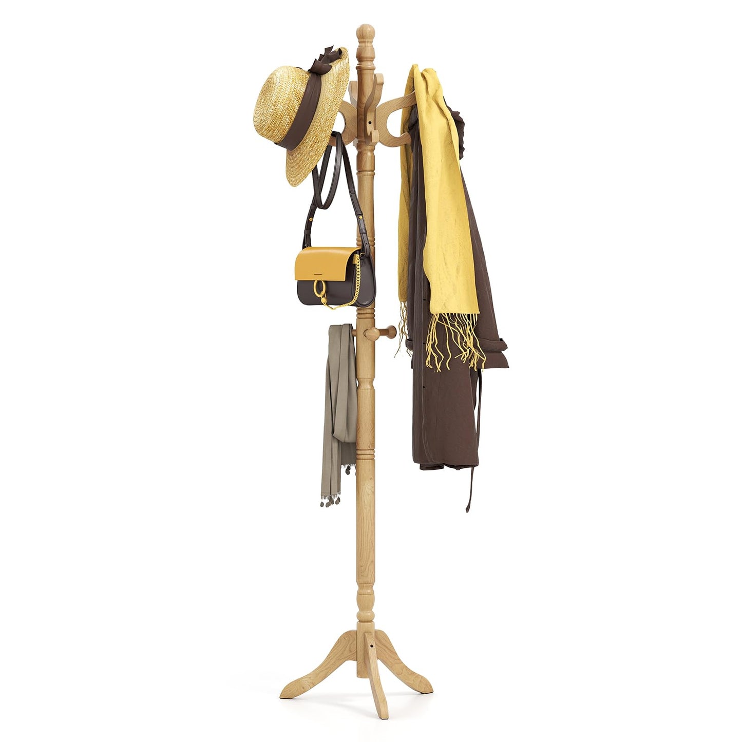 Tangkula Coat Rack Freestanding 11 Hooks and 3 Height Options for Coats
