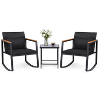 Tangkula 3-Piece Outdoor Rocking Chair Set for Garden Balcony Backyard