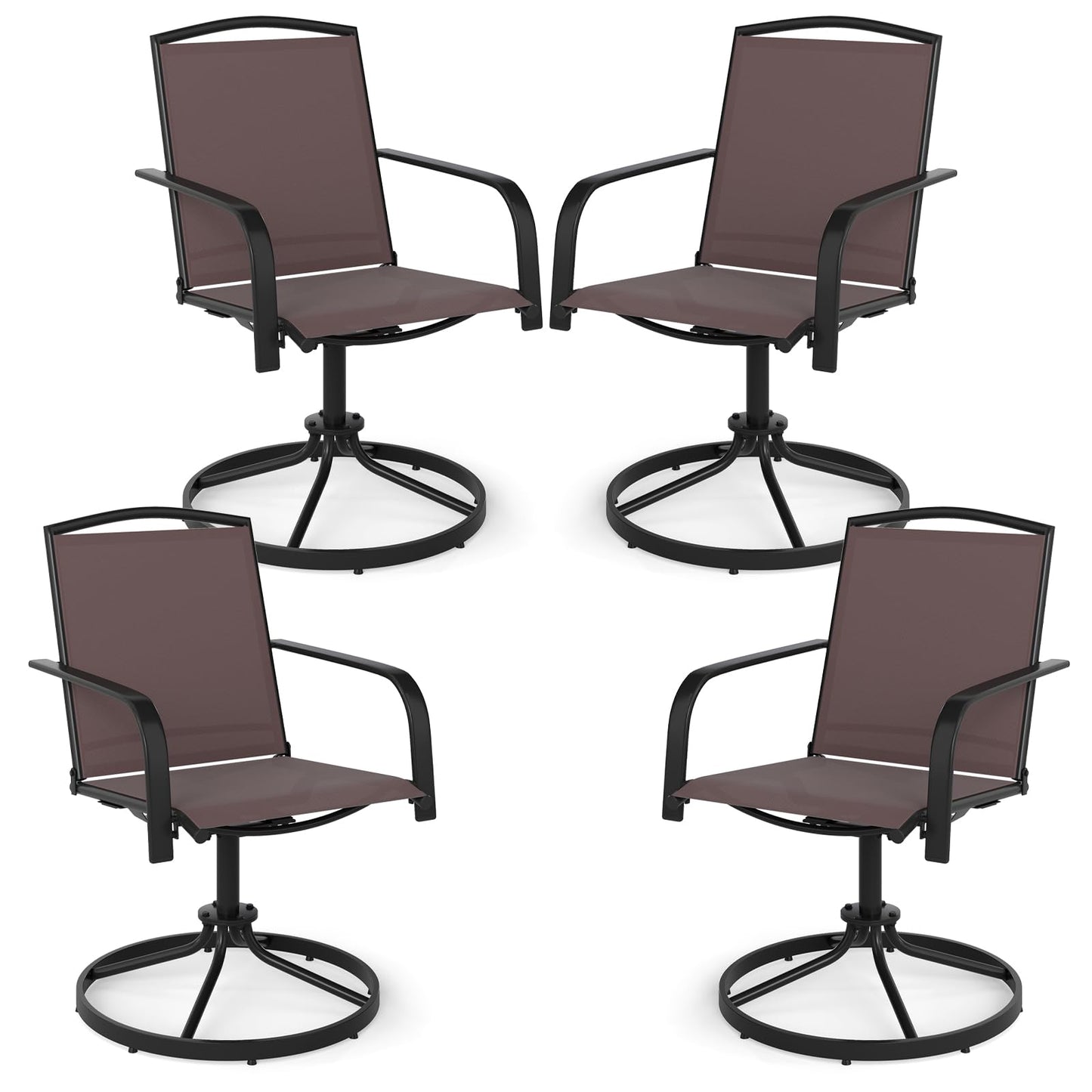 Tangkula Outdoor Swivel Chairs Set with High Back