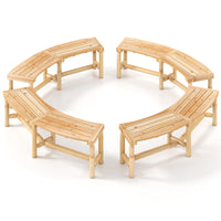 Tangkula Banc Courbé de Patio, Banc de Foyer en Bois Massif, Causeuse d'Extérieur sans Dossier