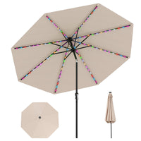 Tangkula 10 FT Solar Patio Umbrella with 96 Multi Colored Flowing LED Lights