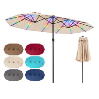 Tangkula Patio Umbrella with Solar Lights | Multi-Colored LED Lights