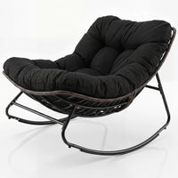 Tangkula Oversized Egg-Shaped Papasan Rocking Chair