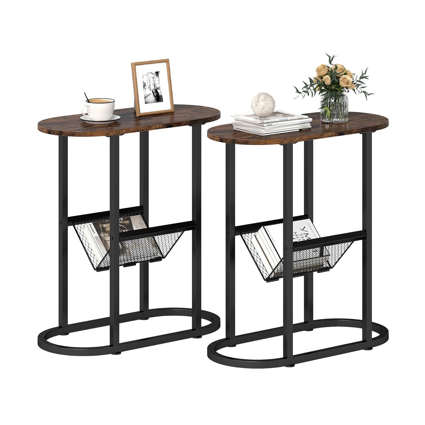 Tangkula Table d'appoint ovale étroite pour salon chambre à coucher