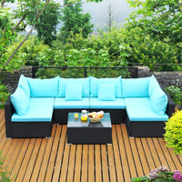Tangkula 7 Piece Patio Furniture Set with Pillows and Cushions