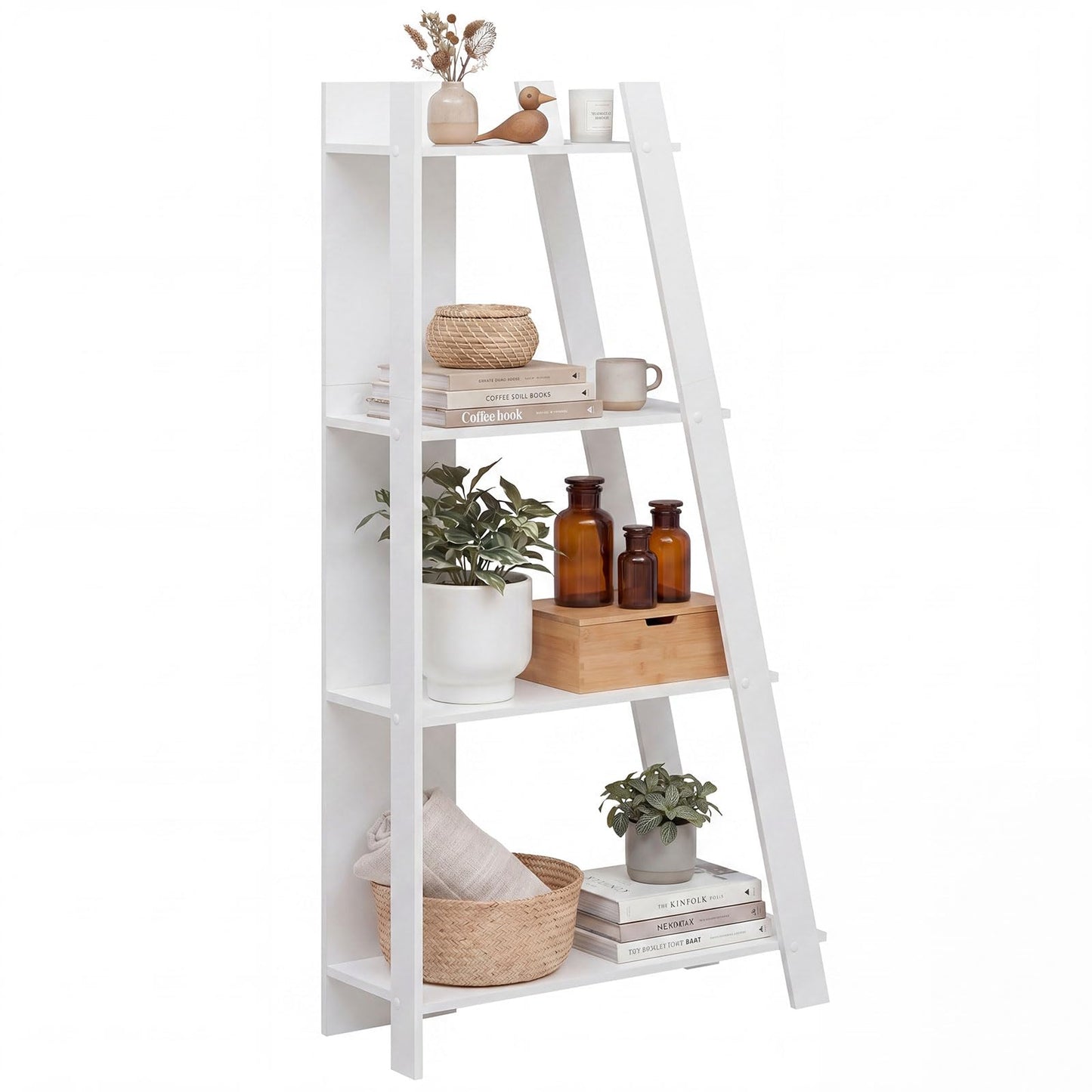 Tangkuka 4/5-Tier Ladder Bookshelf for Living Room