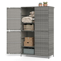 Armoire de rangement extérieure en rotin Tangkula avec 2 étagères réglables