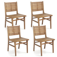 Tangkula Teak Wood Outdoor Dining Chair for Yard & Garden