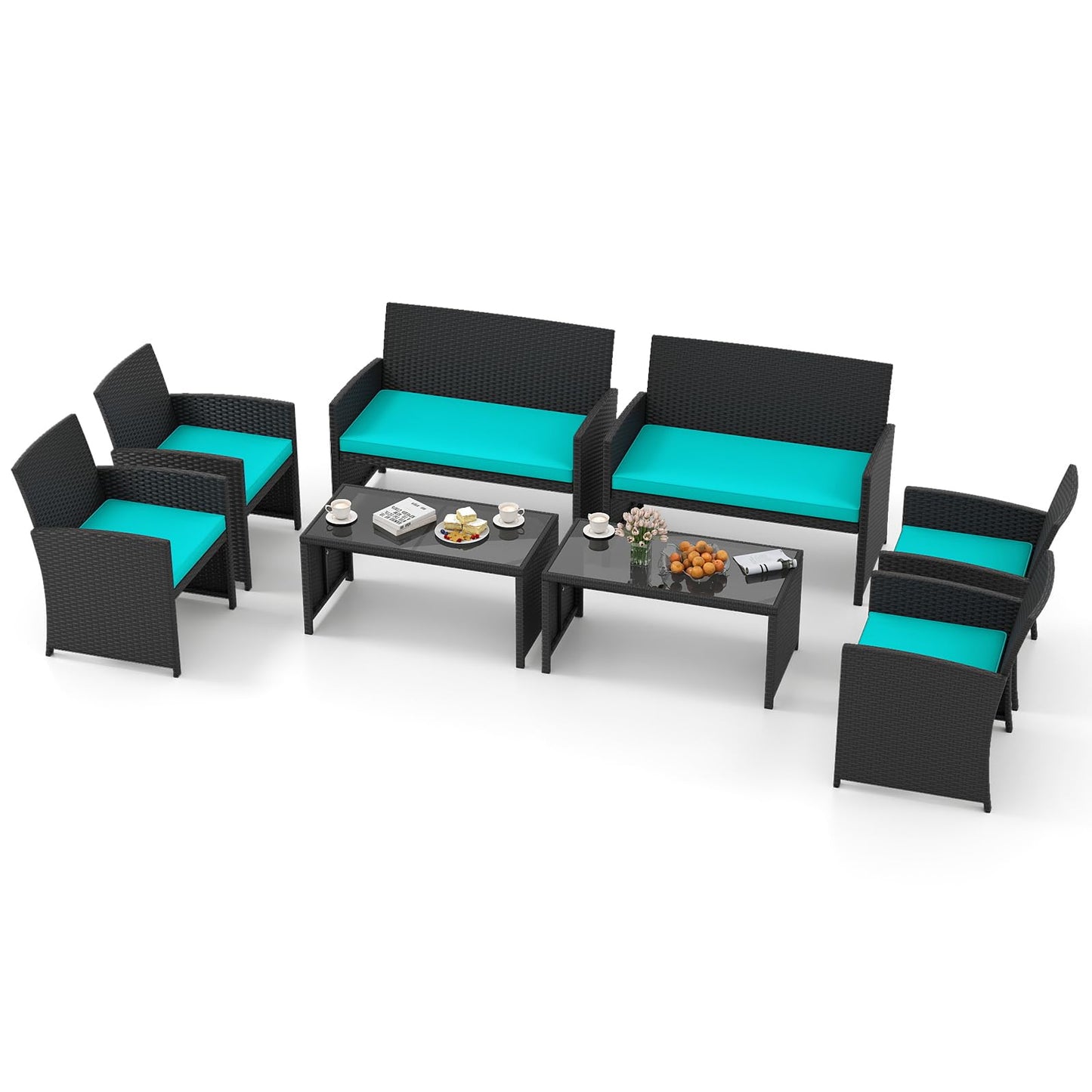 Ensemble de mobilier de jardin en osier Tangkula pour la cour arrière