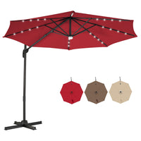 Tangkula 10FT Patio Cantilever Umbrella With 28 LED Lights