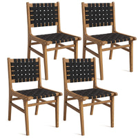 Tangkula Teak Wood Outdoor Dining Chair for Deck
