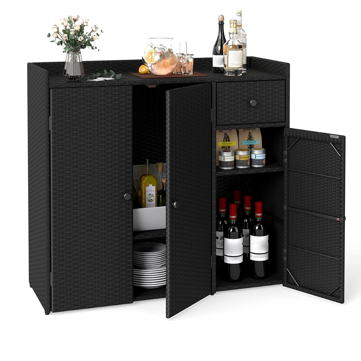 Meuble de rangement extérieur Tangkula avec 2 étagères réglables