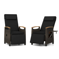 Tangkula Patio Wicker Recliner Chair, Rattan Lounge Chair w/Adjustable Backrest & Footrest