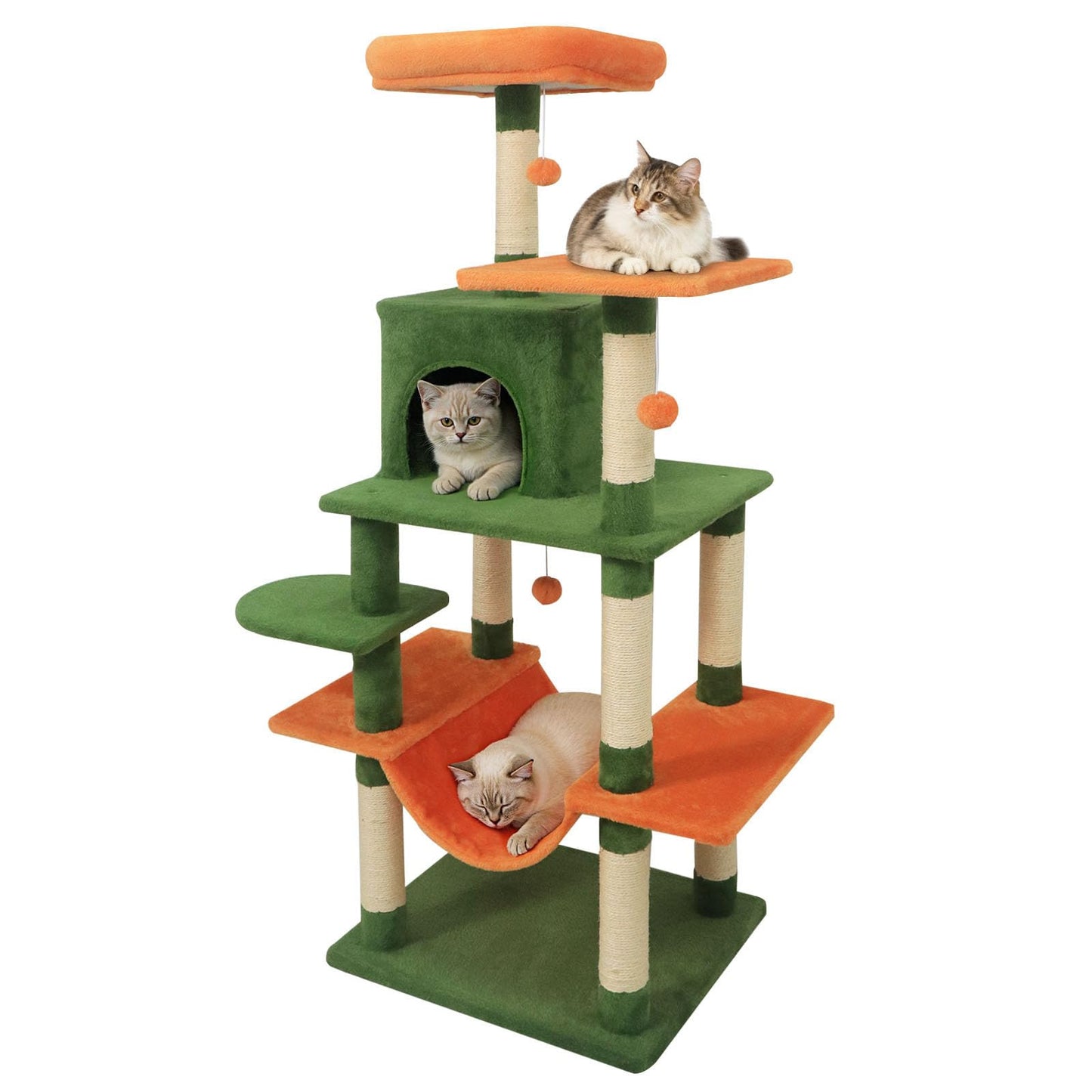 Arbre à chat multi-niveaux Tangkula de 147 cm avec poteaux à griffer en sisal pour chats d'intérieur