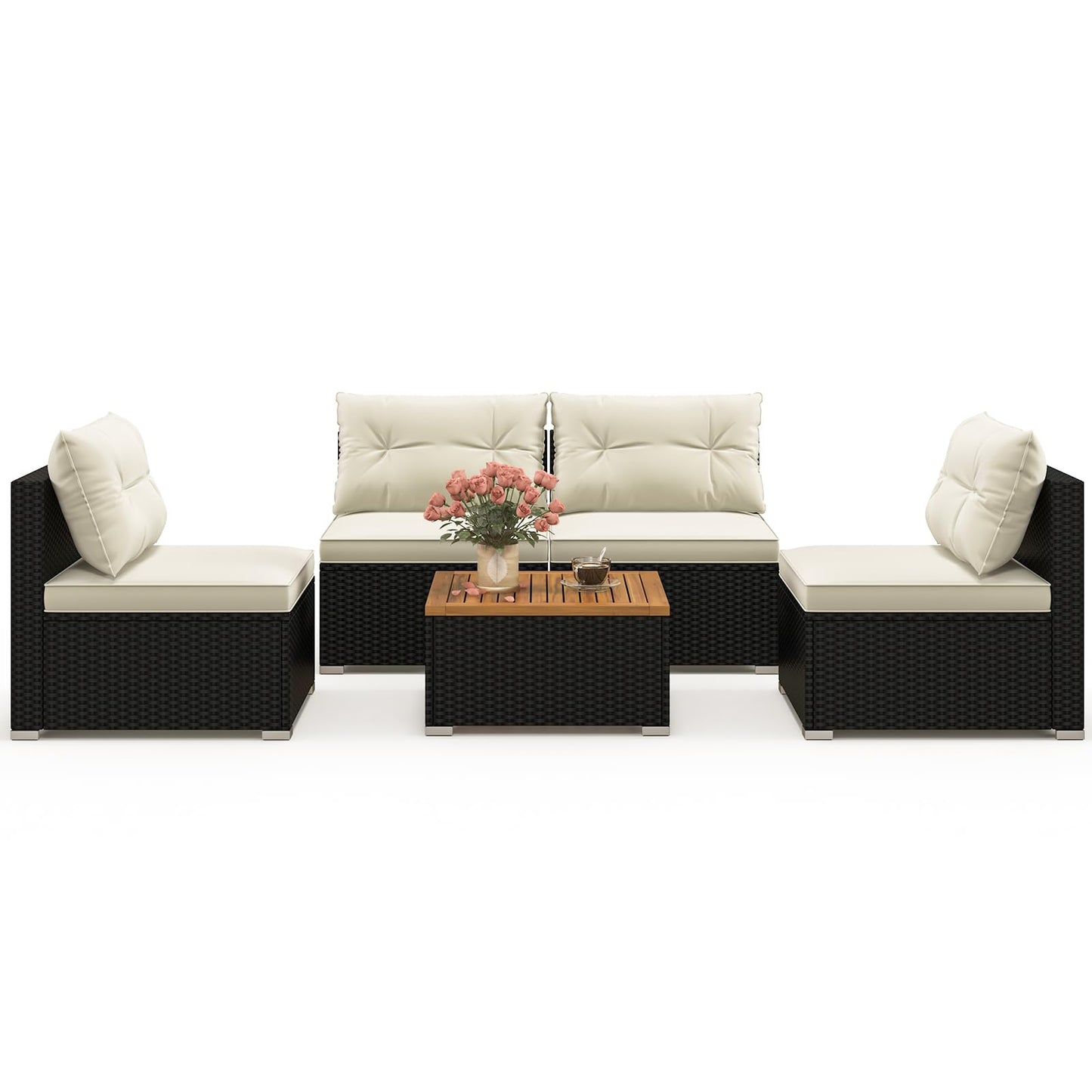 Tangkula 5 Pieces Wicker Patio Furniture Set