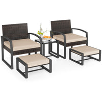 Tangkula 5 Pieces Wicker Patio Conversation Set for Porch
