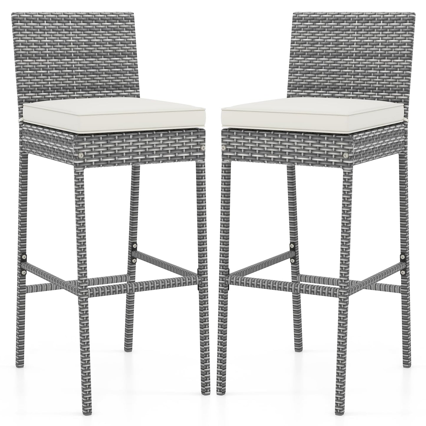 Tangkula Outdoor Bar Height Chair w/Soft Seat Cushion & Cozy Footrest