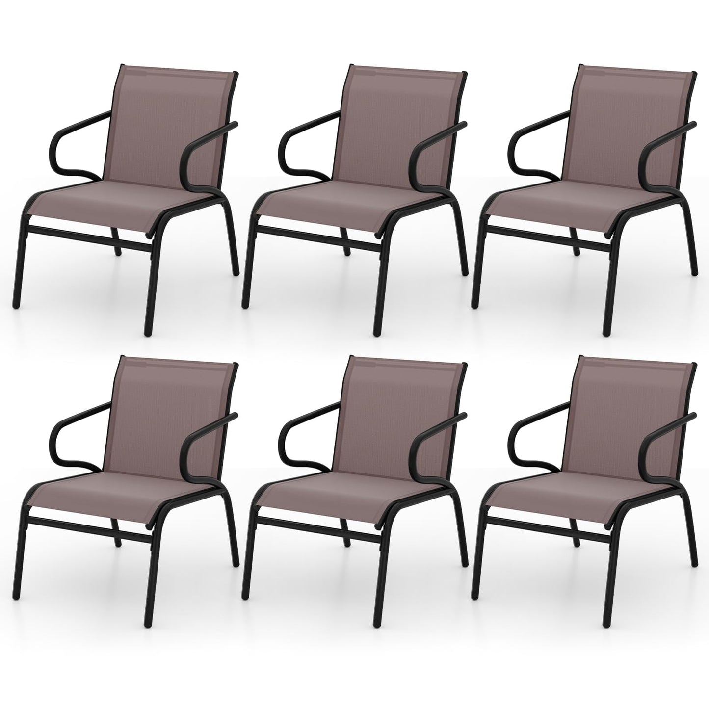 Tangkula Patio Chairs Set of 2/4/6 with Armrests for Poolside