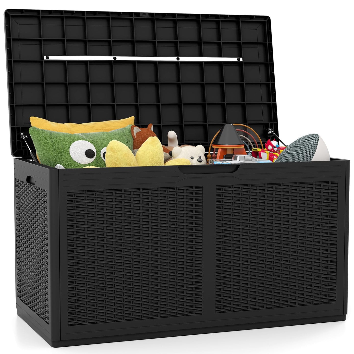 Tangkula 100 Gallon Outdoor Storage Box with 2 Smooth Wheels