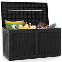 Tangkula 100 Gallon Outdoor Storage Box with 2 Smooth Wheels