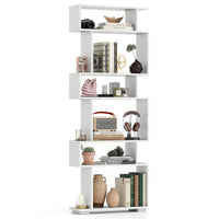 Tangkula 6 Tier S Shaped Bookshelf for Study