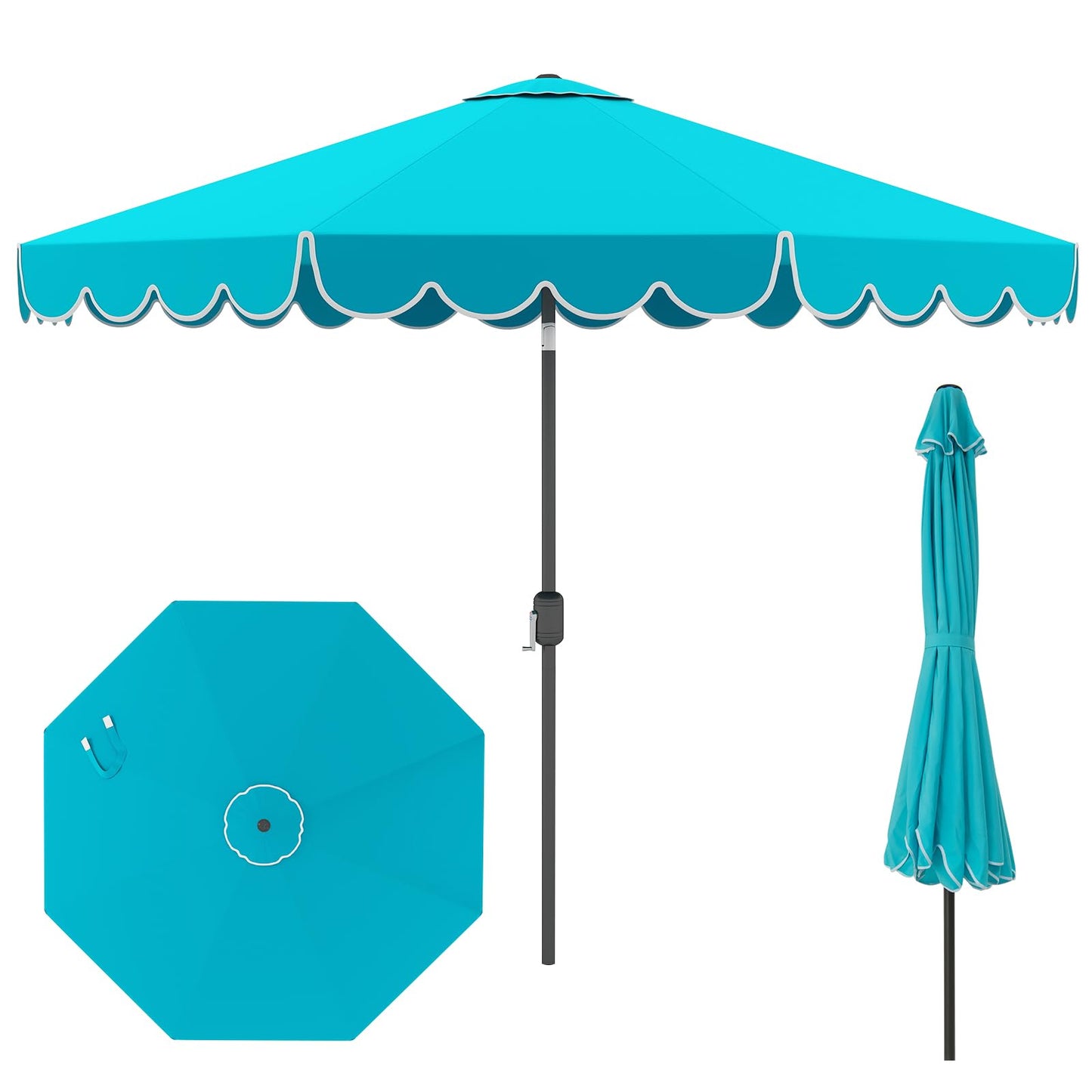 Tangkula  2 Tiers Scalloped Outdoor Table Market Umbrella with Tilt Adjustment