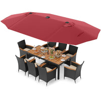 Tangkula 11 Pieces Patio Dining Set with Double-Sided Led Patio Umbrella