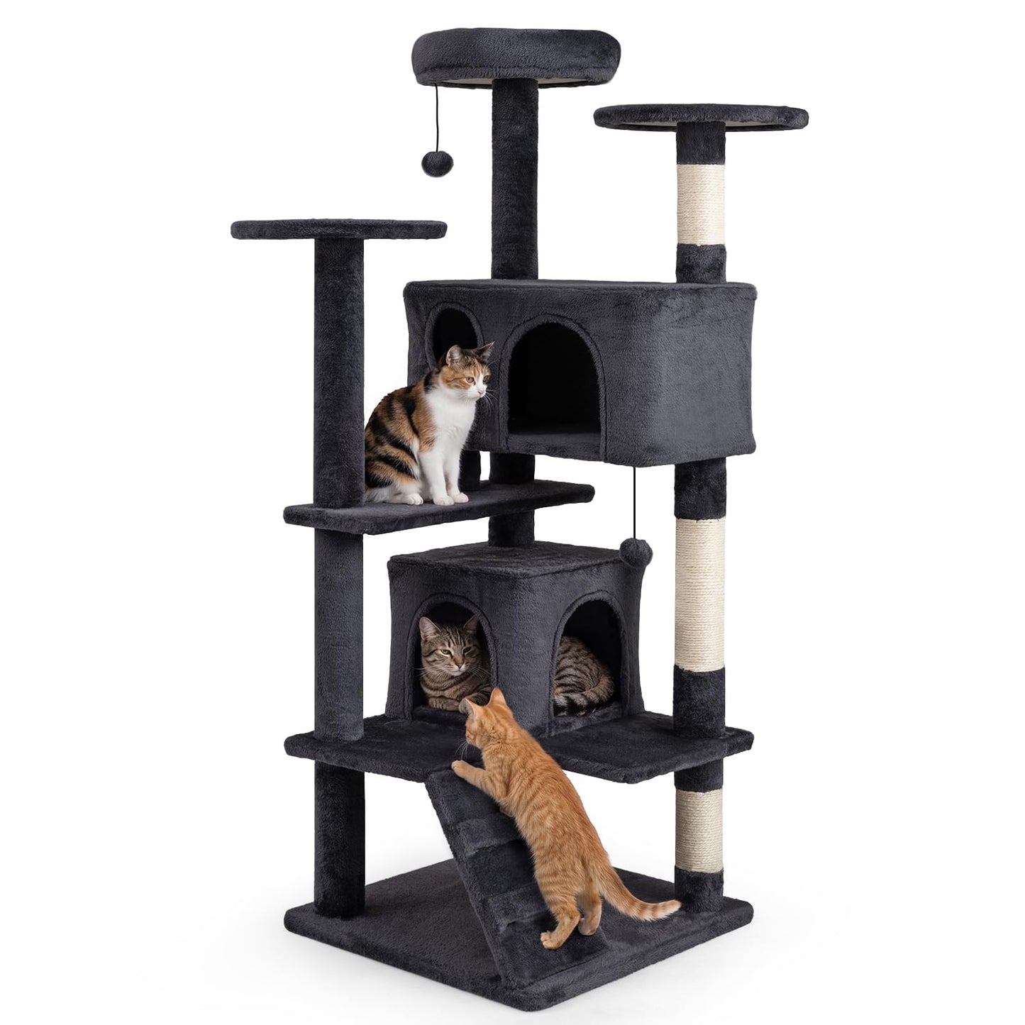 Tangkula 52 Inch Multi-Level Cat Tower with Sisal Scratching Posts