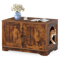 Tangkula Cat Litter Box Enclosure w/Winding Entry & Cat Hole for Living Room