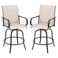 Tangkula Outdoor Swivel Bar Stools, Bar Height Tall Patio Chairs with Armrests & High Back