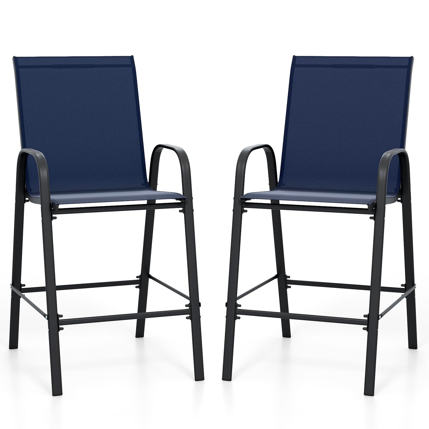 Tangkula Outdoor Bar Stools Set of 2/4 with High Back for Backyard Deck Pool