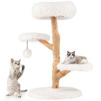 Tangkula Solid Wood Cat Tree with Scratching Posts