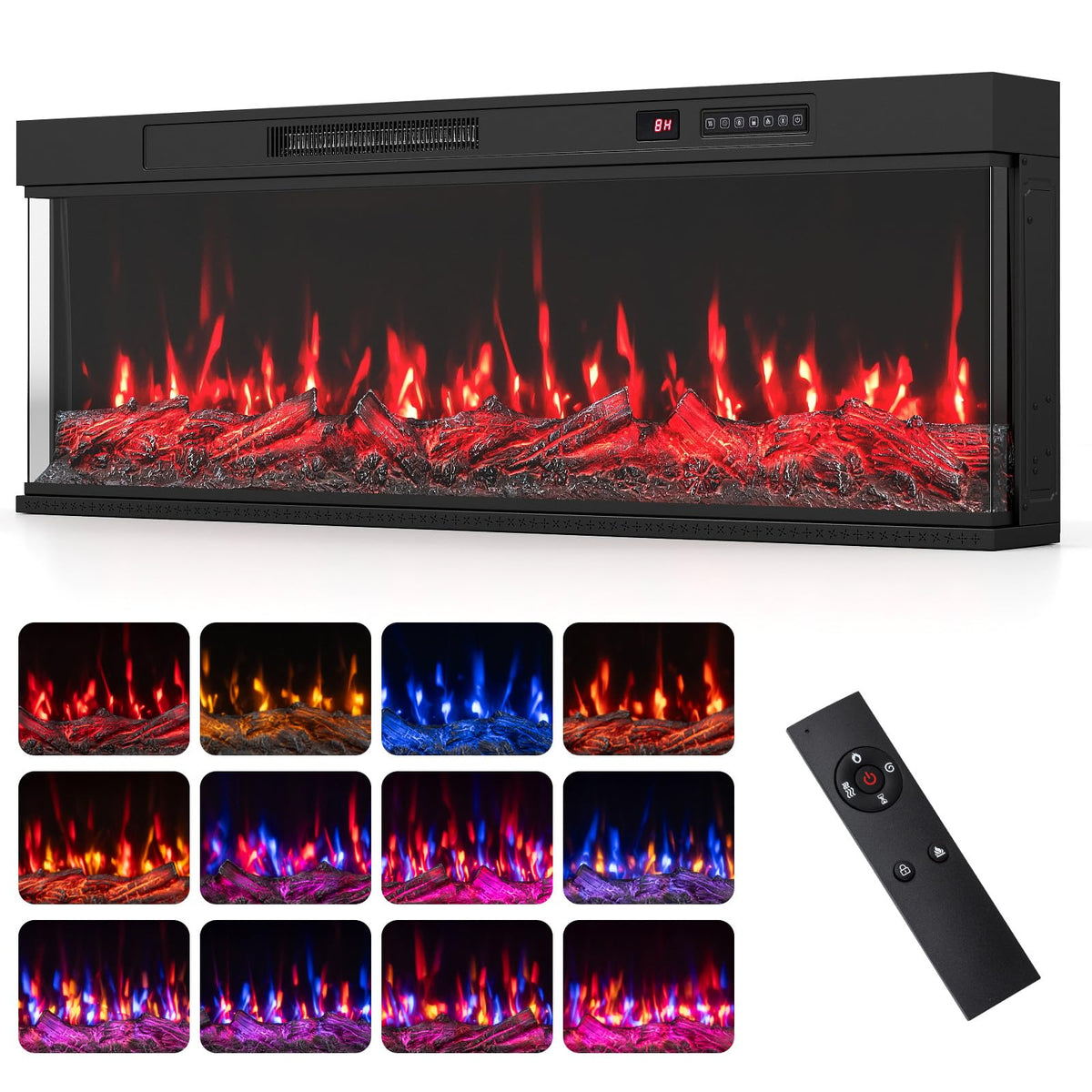 Tangkula 24/40/50/60 Inch 3-Sided Electric Fireplace with Remote