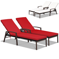 Tangkula Set of 2 Patio Furniture Outdoor Rattan Wicker Lounge Chair Set