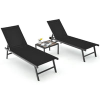 Tangkula 3 Piece Patio Chaise Lounge Set with Coffee Table