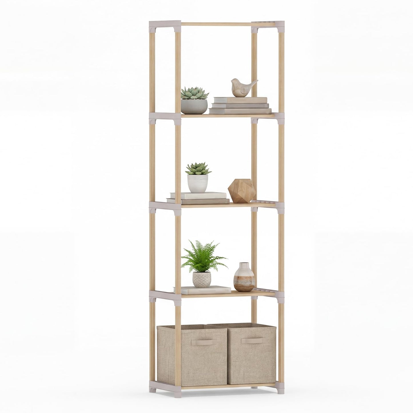 Tangkula 5-Tier Solid Wood Bookshelf for Home Office