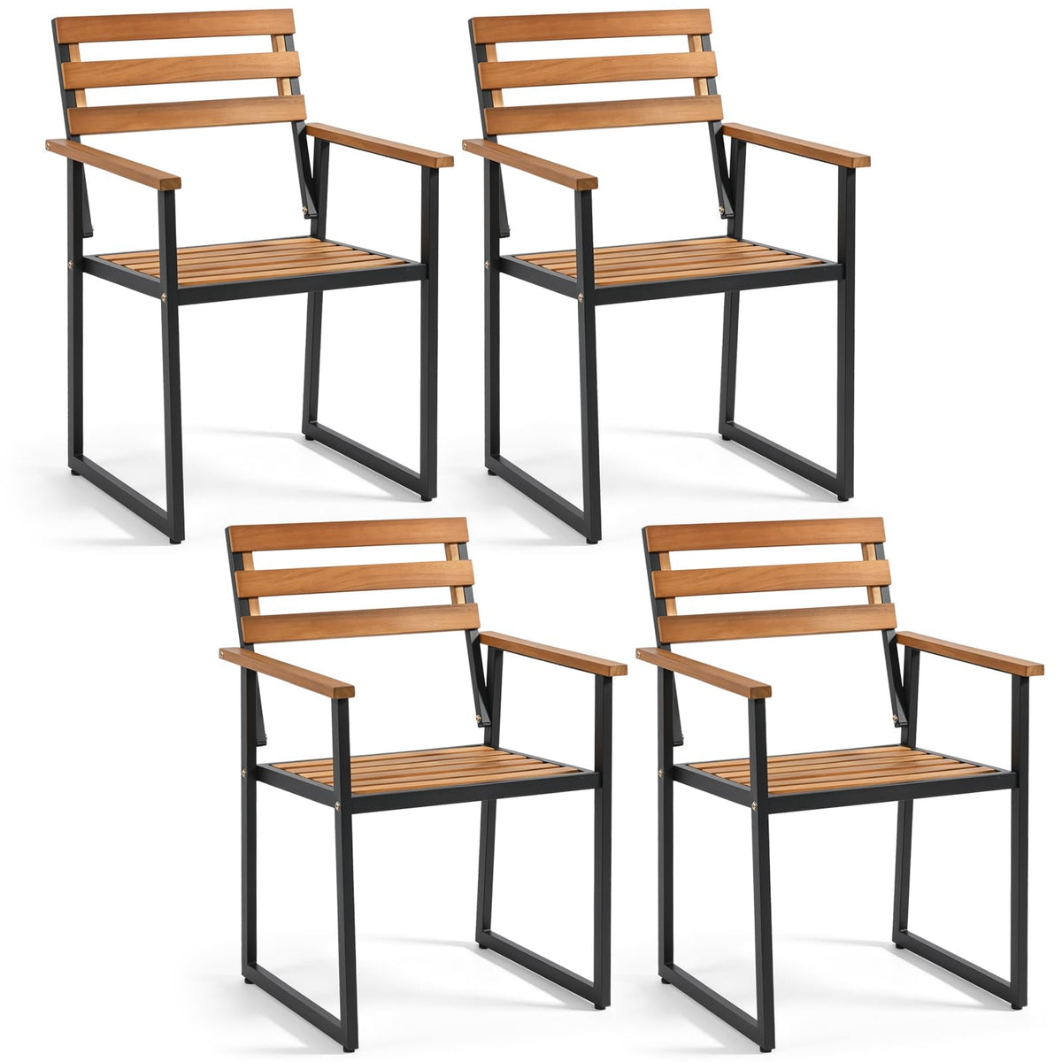 Tangkula Acacia Wood Outdoor Dining Chairs Set