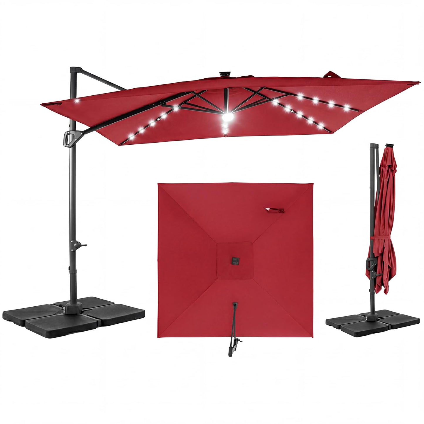 Tangkula 10 FT Solar Patio Umbrella with Base Included