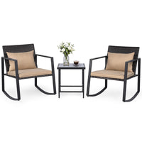 Tangkula 3-Piece Outdoor Rocking Chair Set for Garden Balcony Backyard