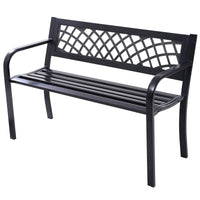 Tangkula Outdoor Garden Bench Park Bench with Steel Frame & PVC Backrest