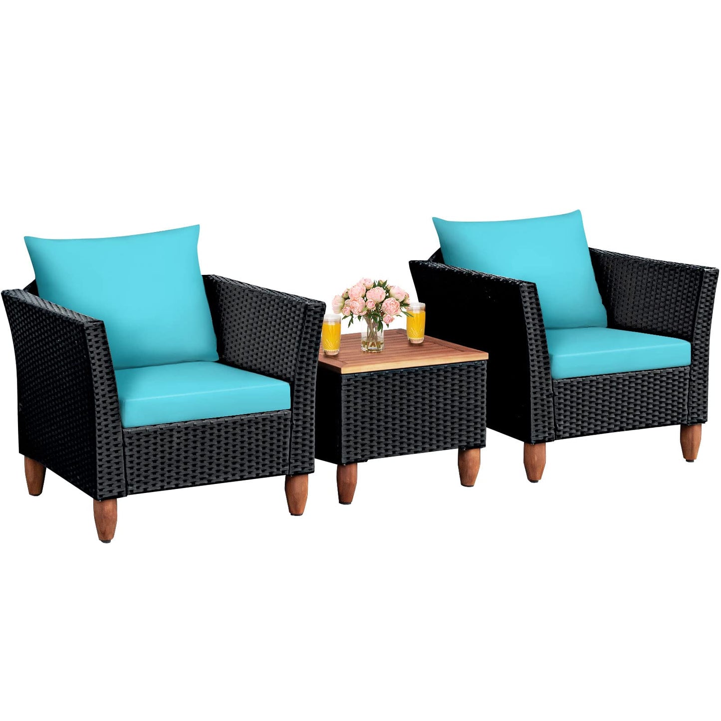 Tangkula 3 Piece Patio Furniture Set for Balcony Backyard Porch