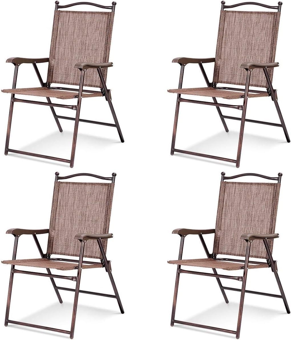 Tangkula Set of 2/4 Patio Folding Dining Chairs