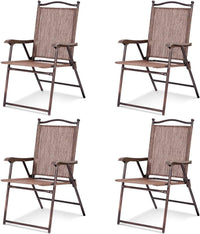 Tangkula Set of 2/4 Patio Folding Dining Chairs