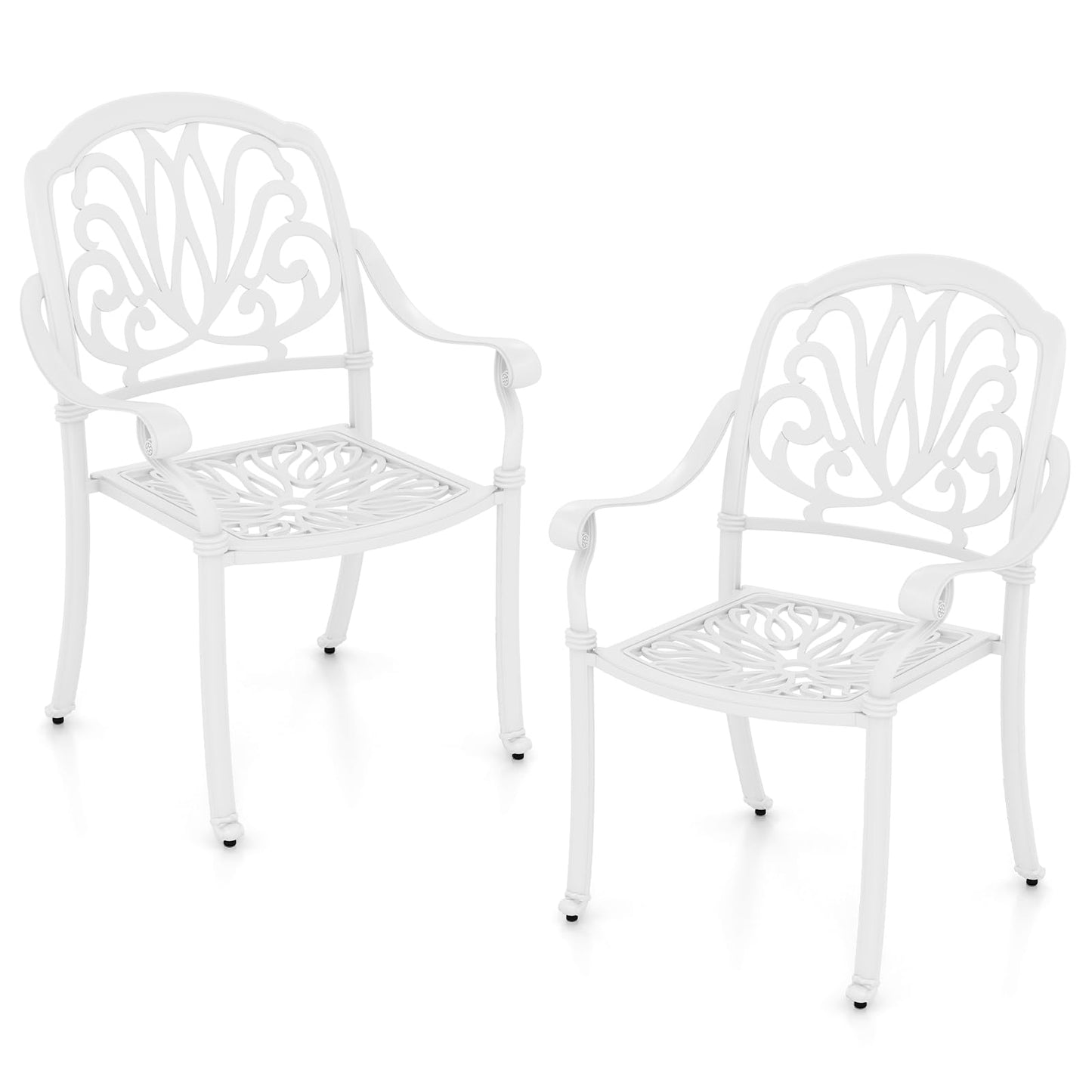 Tangkula Set of 2, Set of 4 Cast Aluminum Patio Dining Chairs, Stackable Outdoor Dining Chairs with Armrests
