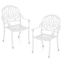 Tangkula Set of 2, Set of 4 Cast Aluminum Patio Dining Chairs, Stackable Outdoor Dining Chairs with Armrests